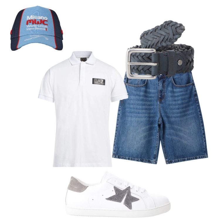 Outfit uomo - Total look #2115968. Stile Casual per Tutti i giorni. Abbinamento con polo, cappelli, bermuda, cinture, sneakers.
