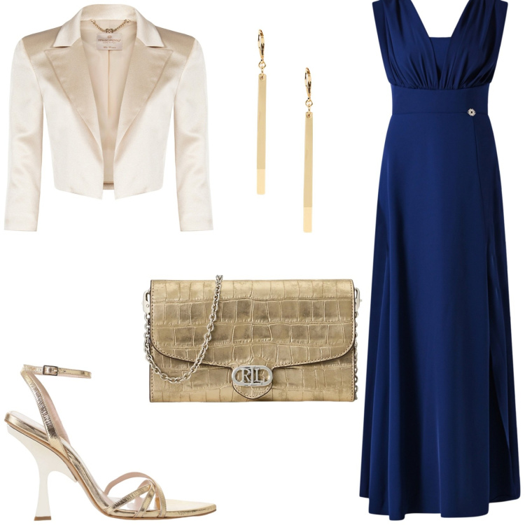 Outfit donna - Bantoa - Cerimonia con stile. Stile Glamour per Cerimonia. Abbinamento con bolero, vestiti lunghi, sandali col tacco, borse a tracolla, orecchini.
