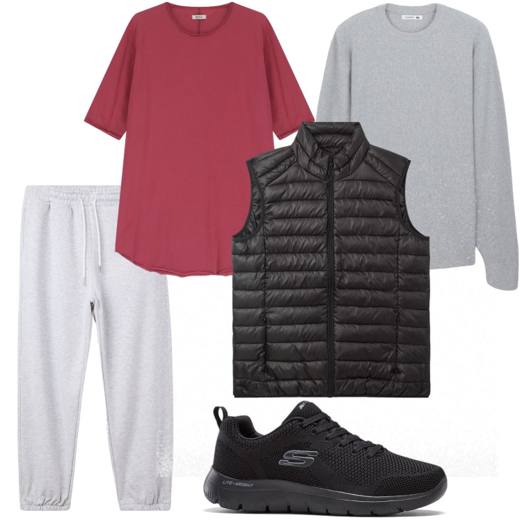 Outfit uomo - Sabato free. Stile Trendy per Tutti i giorni. Abbinamento con sneakers, piumini, maglieria, pantaloni, t-shirt.