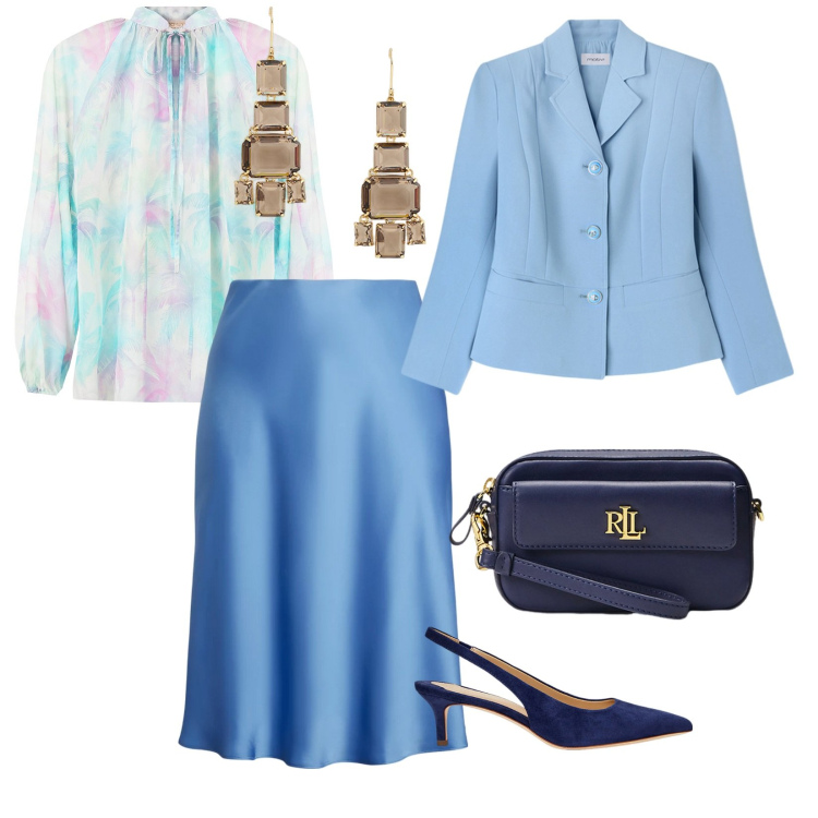 Outfit donna - Matrimonio in vista. per Cerimonia. Abbinamento con bluse, pochette, gonne, décolleté, orecchini, blazer.