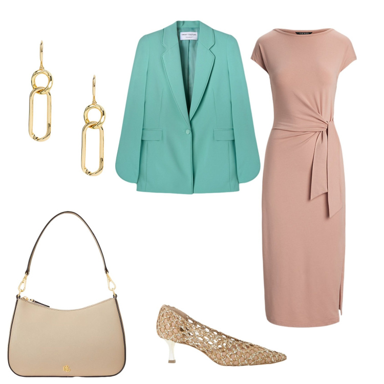 Outfit donna - Total look #2116150. Stile Chic per Cerimonia. Abbinamento con borse a spalla, vestiti, orecchini, décolleté, blazer.