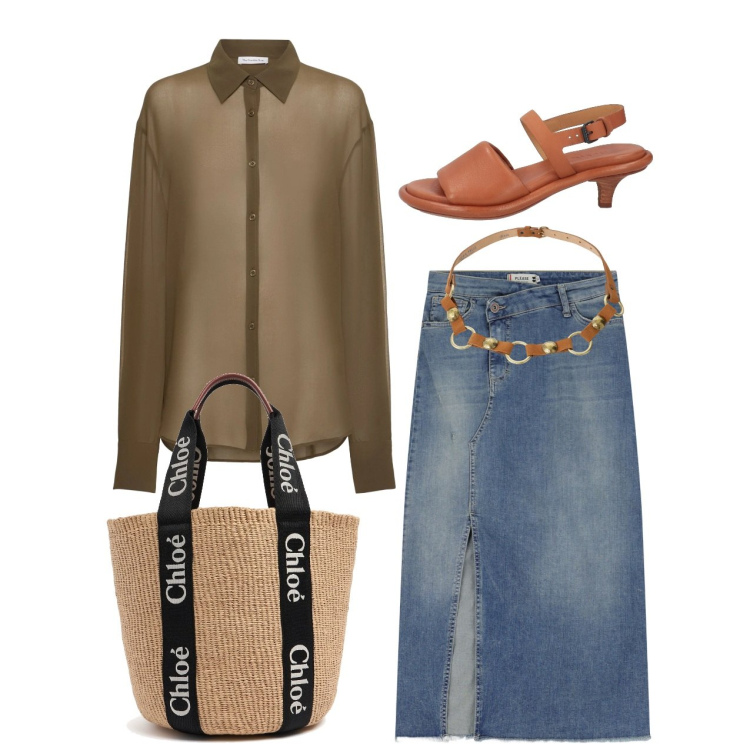Outfit donna - Gonna e camicia - @laloba. Stile Chic per Tutti i giorni. Abbinamento con sandali in pelle, gonne longuette, cinture, shopping bag, camicie.