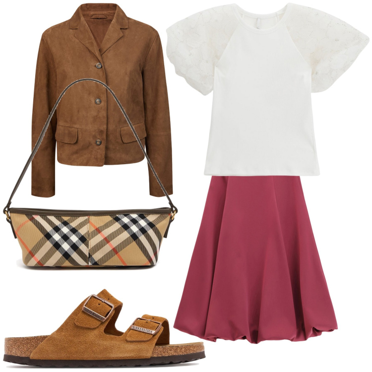Outfit donna - Elegante in ciabatte. Stile Urban per Tutti i giorni. Abbinamento con gonne longuette, top, borse a mano, sandali, blazer.