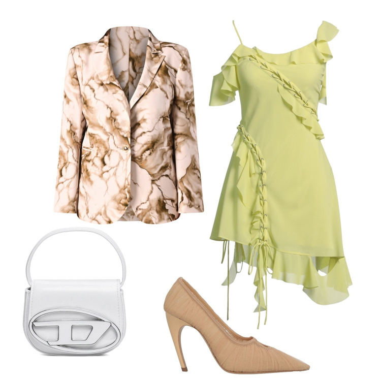 Outfit donna - Colore ed eleganza. Stile Casual chic per Tutti i giorni. Abbinamento con décolleté, vestiti corti, blazer, borse a mano.