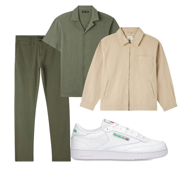 Outfit uomo - Total look #2116274. Stile Casual per Tutti i giorni. Abbinamento con giacche, camicie a manica corta, pantaloni chino, sneakers.