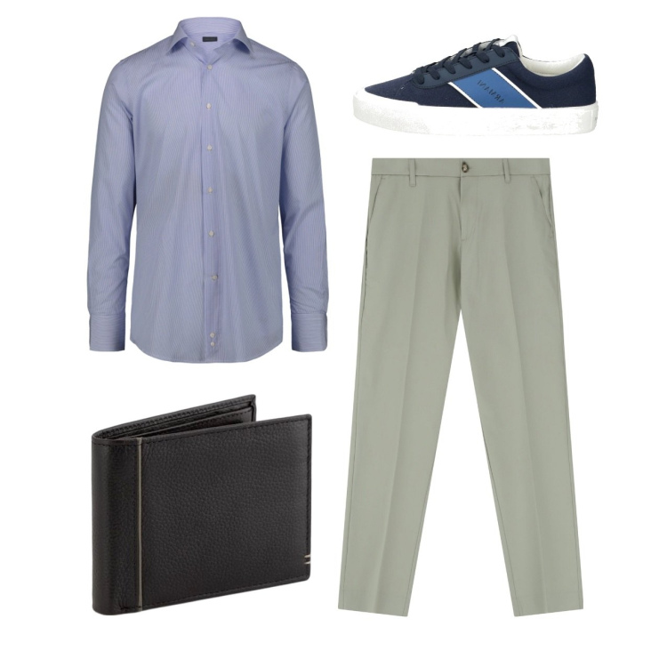 Outfit uomo - Total look. Stile Casual per Tutti i giorni. Abbinamento con sneakers, pantaloni, camicie, portafogli.