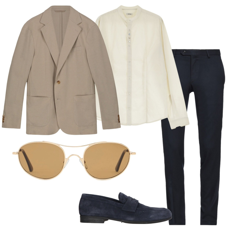 Outfit uomo - Aperi -time. Stile Business/Elegante per Serata speciale. Abbinamento con scarpe stringate, pantaloni, camicie, giacche, occhiali da sole.