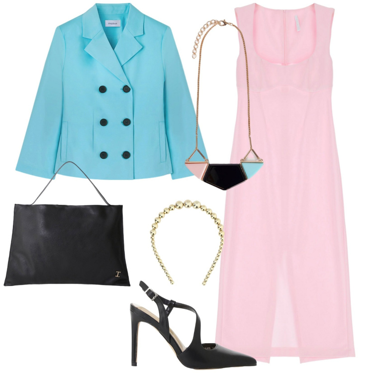 Outfit donna - Total look #2116366. Stile Romantica per Cerimonia. look ideale per Tall. Abbinamento con borse a spalla, décolleté, vestiti midi/longuette, cerchietti, blazer, ciondoli.