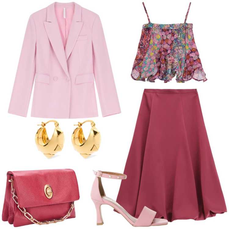 Outfit donna - Gipsy chic. Stile Boho per Tutti i giorni. Abbinamento con gonne longuette, sandali col tacco, blazer, canottiere, orecchini, borse a tracolla.