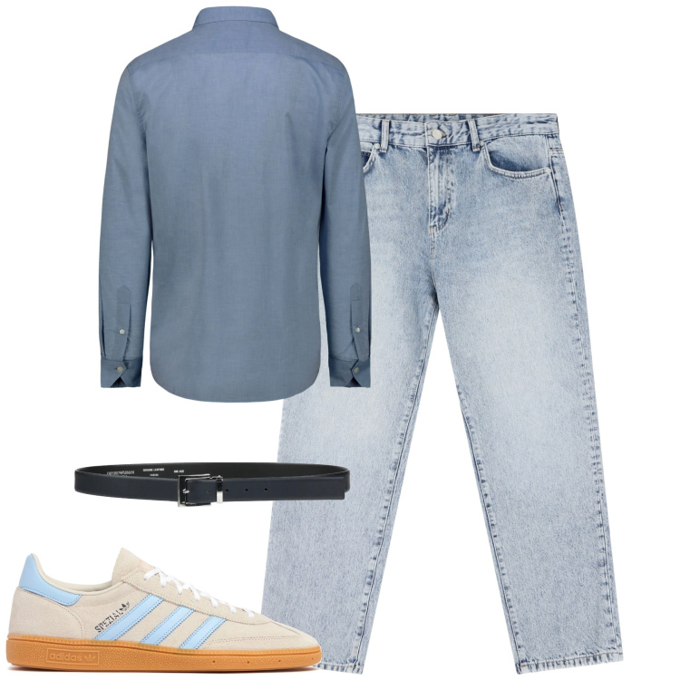 Outfit uomo - Total look #2116522. Stile Casual per Tutti i giorni. Abbinamento con cinture, jeans dritti, sneakers, camicie.
