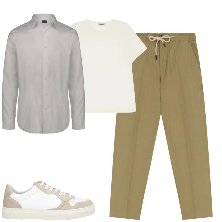 Outfit uomo - Total look #2116526. Stile Urban per Tutti i giorni. Abbinamento con sneakers, pantaloni chino, t-shirt, camicie.