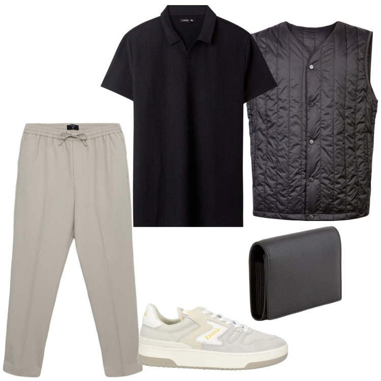 Outfit uomo - Dark Polo. Stile Casual per Tutti i giorni. Abbinamento con sneakers, polo, pantaloni, piumini, portafogli.