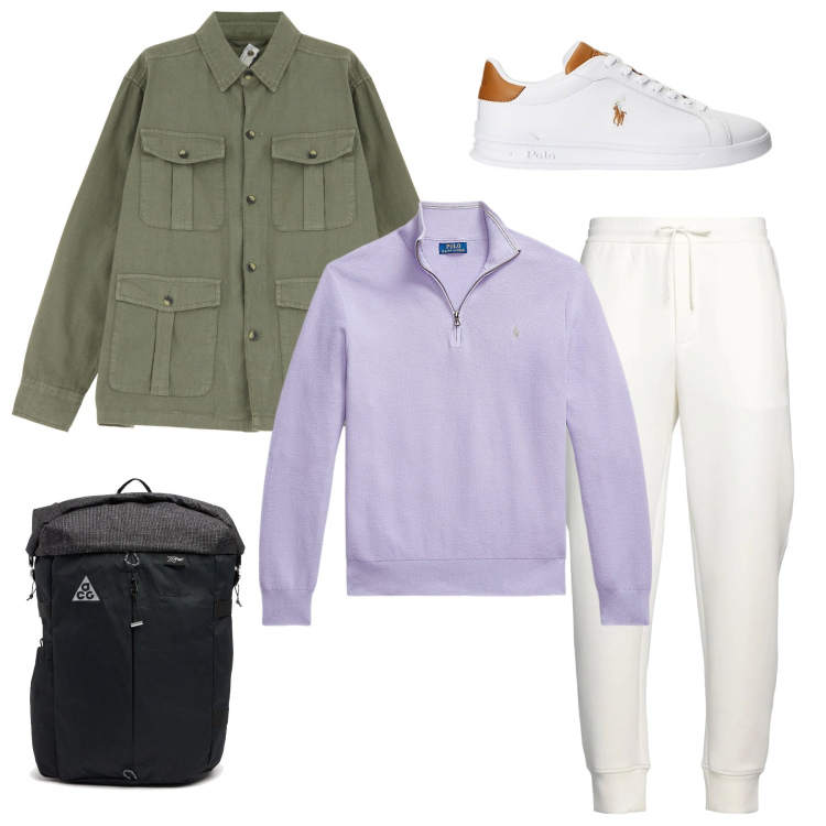 Outfit uomo - Sport. Stile Urban per Tutti i giorni. Abbinamento con pantaloni, cappotti, sneakers, maglieria, borse sportive.