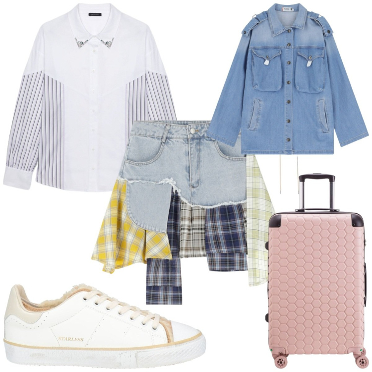 Outfit donna - Total look #2116617. Stile Basic per Tutti i giorni. Abbinamento con sneakers, blazer, minigonne, camicie, valigie.