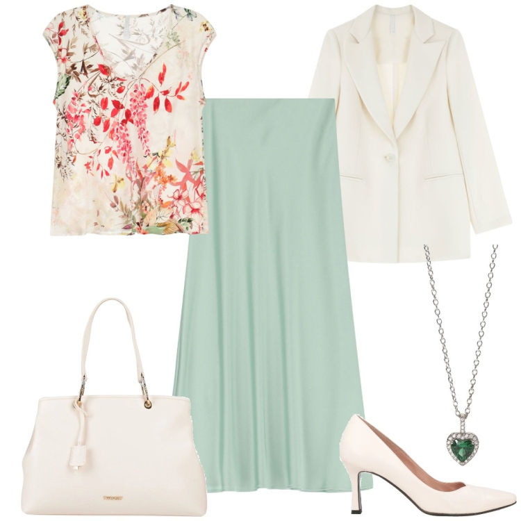 Outfit donna - Cerimonia informale. Stile Chic per Cerimonia. Abbinamento con décolleté, borse a mano, ciondoli, blazer, top, gonne lunghe.