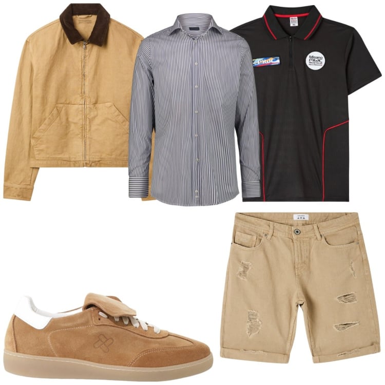 Outfit uomo - Total look #2116629. Stile Trendy per Tutti i giorni. Abbinamento con bermuda, polo, cappotti, sneakers, camicie.