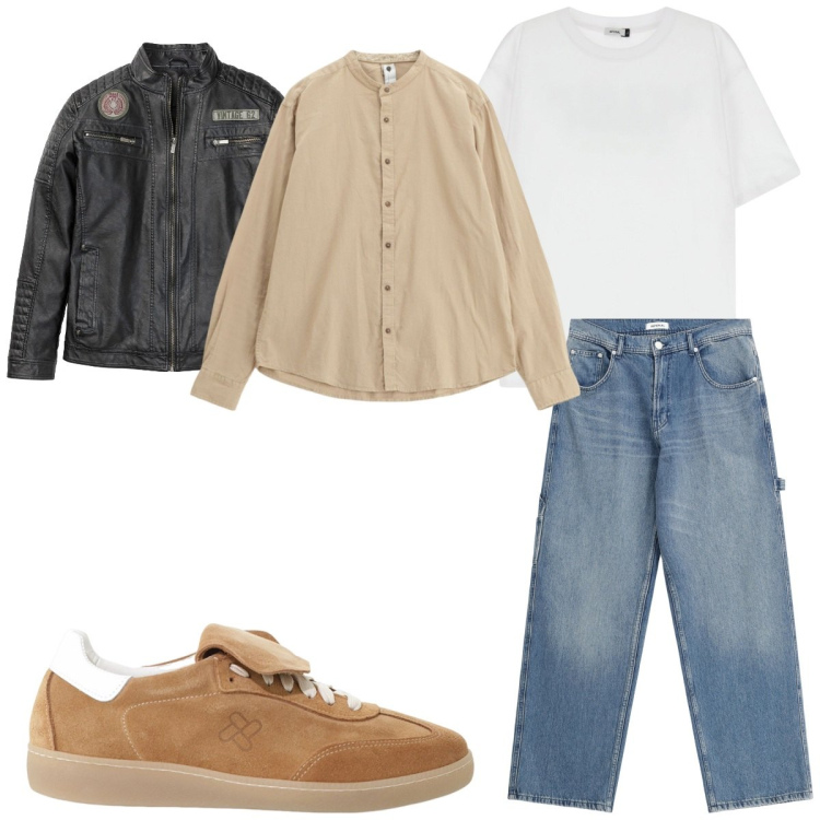 Outfit uomo - Total look #2116642. Stile Trendy per Tutti i giorni. Abbinamento con giacche, camicie, jeans, sneakers, t-shirt.
