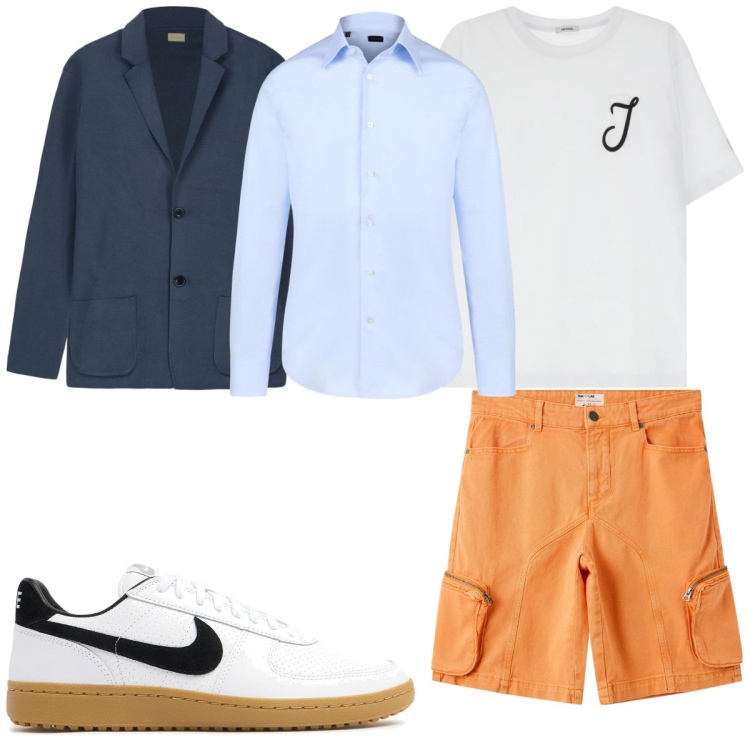 Outfit uomo - Total look #2116647. Stile Trendy per Tutti i giorni. Abbinamento con pantaloni corti, t-shirt, camicie, sneakers, cardigans.