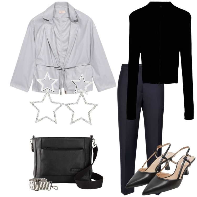 Outfit donna - La giacca corta. Stile Vintage retrò per Serata fuori. Abbinamento con borse a tracolla, sabot, cardigans, orecchini, pantaloni, blazer.