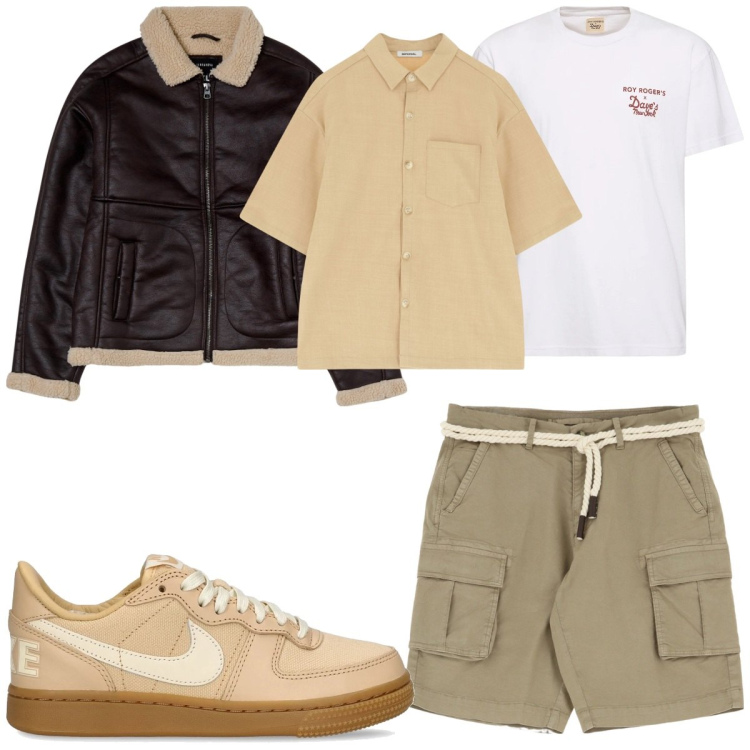 Outfit uomo - Total look #2116729. Stile Trendy per Tutti i giorni. Abbinamento con giacche, bermuda, camicie a manica corta, sneakers, t-shirt.