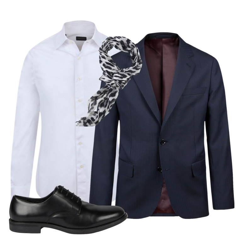 Outfit uomo - Cerimonia. Stile Business/Elegante per Cerimonia. Abbinamento con sciarpe e foulard, scarpe stringate, abiti, camicie.