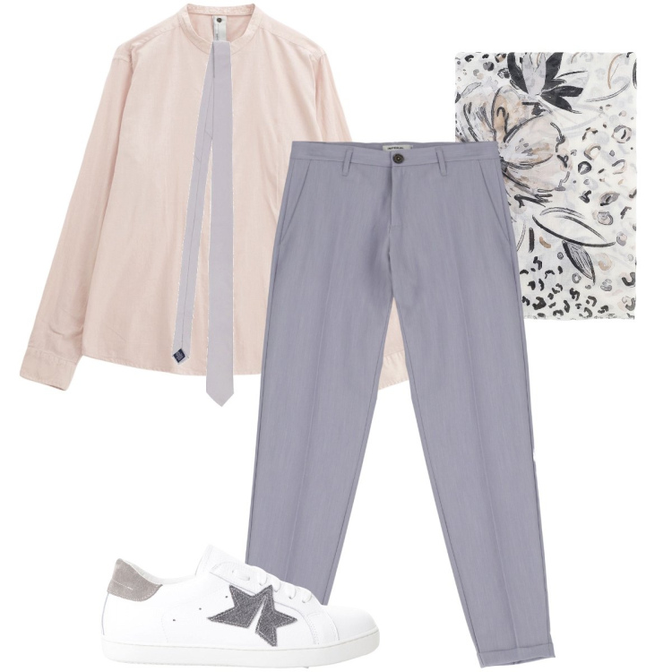 Outfit uomo - Rosa e lilla. Stile Business/Elegante per Ufficio. Abbinamento con pantaloni, camicie, sneakers, sciarpe e foulard, cravatte.