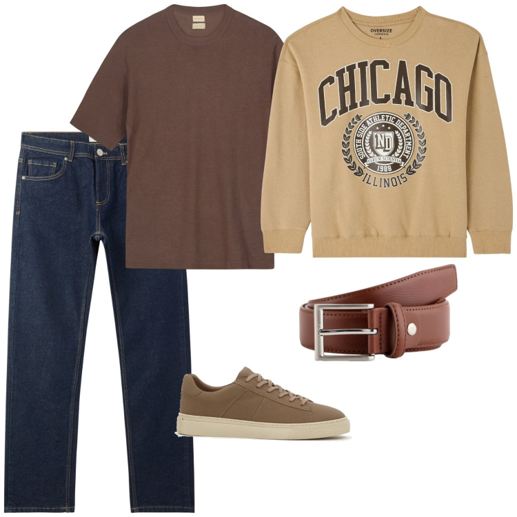 Outfit uomo - Total look #2116800. Stile Casual per Tutti i giorni. Abbinamento con sneakers, jeans, felpe, t-shirt, cinture.