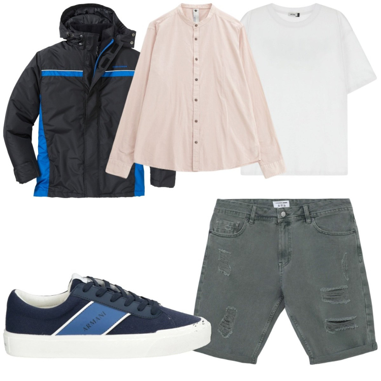 Outfit uomo - Total look #2116828. Stile Trendy per Tutti i giorni. Abbinamento con giacche, sneakers, bermuda, camicie, t-shirt.