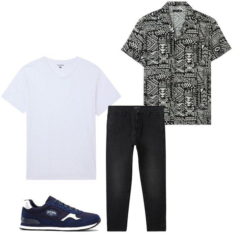 Outfit uomo - Etnico. Stile Casual per Tutti i giorni. Abbinamento con sneakers, jeans, t-shirt, camicie a manica corta.