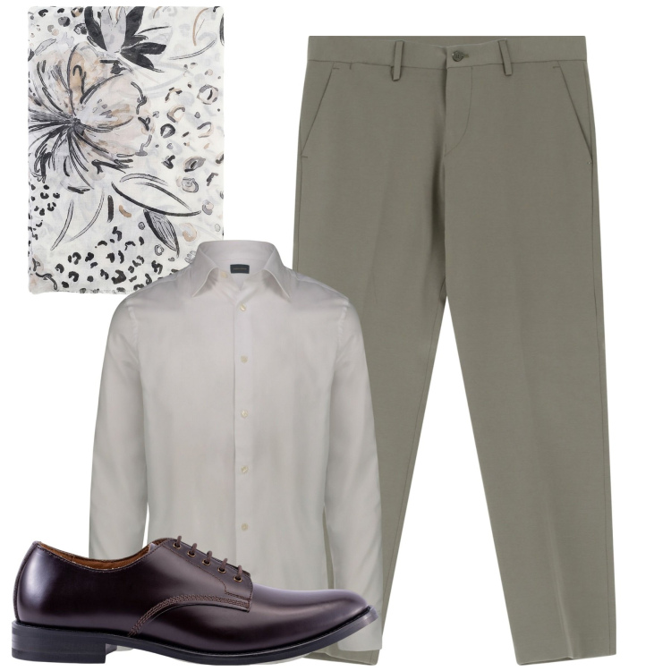Outfit uomo - Total look #2116953. Stile Trendy per Tutti i giorni. Abbinamento con pantaloni, sciarpe e foulard, scarpe stringate, camicie.