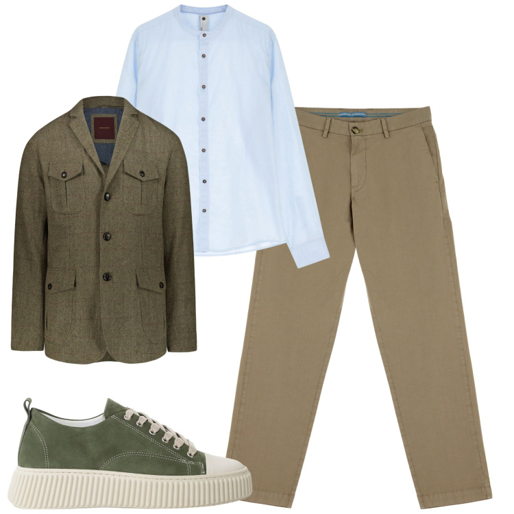 Outfit uomo - City. Stile Urban per Tutti i giorni. Abbinamento con sneakers, camicie, pantaloni chino, giacche.