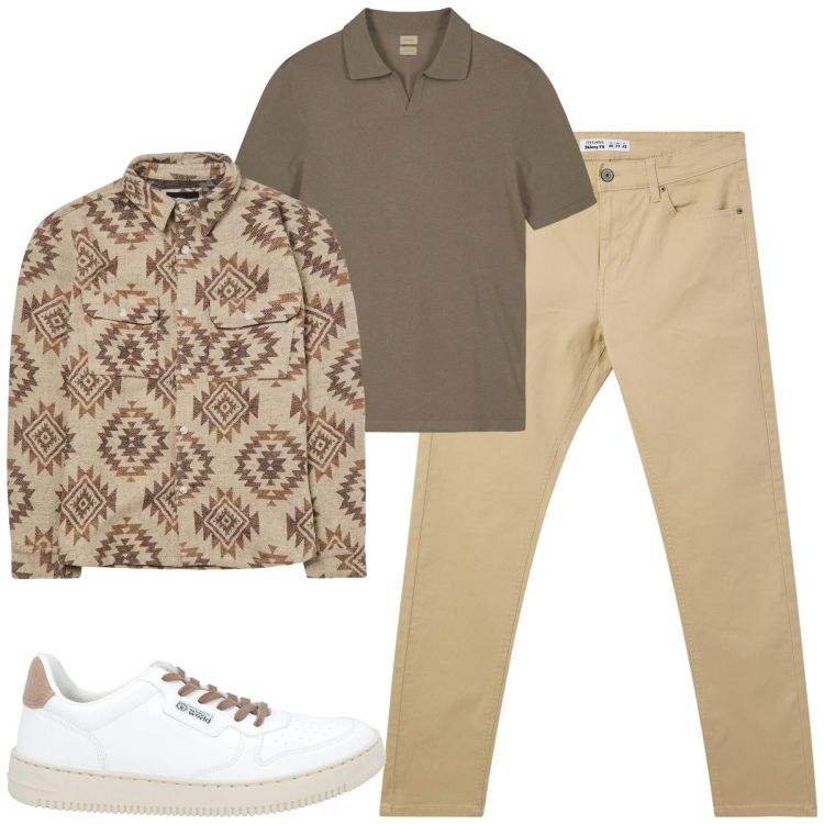 Outfit uomo - City. Stile Casual per Tutti i giorni. Abbinamento con sneakers, pantaloni skinny, cappotti, polo.