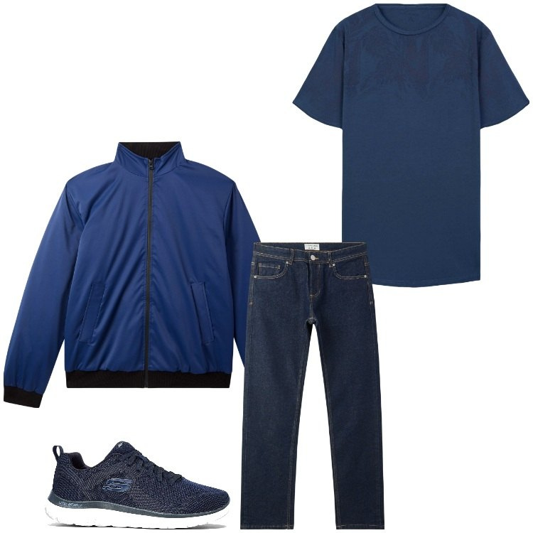Outfit uomo - Just denim. Stile Casual per Tutti i giorni. Abbinamento con sneakers, jeans, giacche, t-shirt.