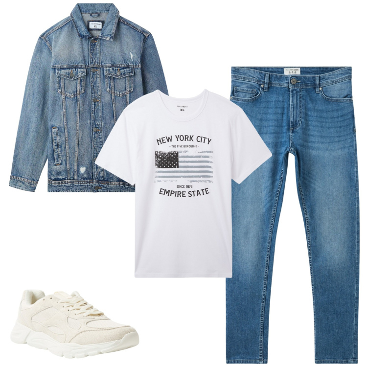 Outfit uomo - Total look #2117067. Stile Casual per Tutti i giorni. Abbinamento con jeans skinny, t-shirt, giacche, sneakers.