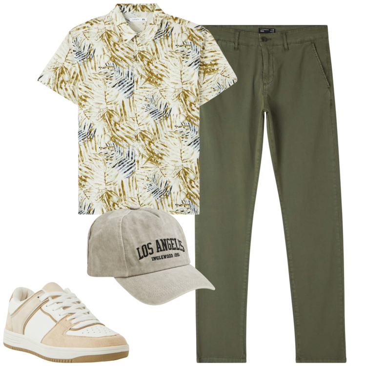 Outfit uomo - Total look #2117069. Stile Casual per Tutti i giorni. Abbinamento con camicie a manica corta, pantaloni chino, cappelli, sneakers.