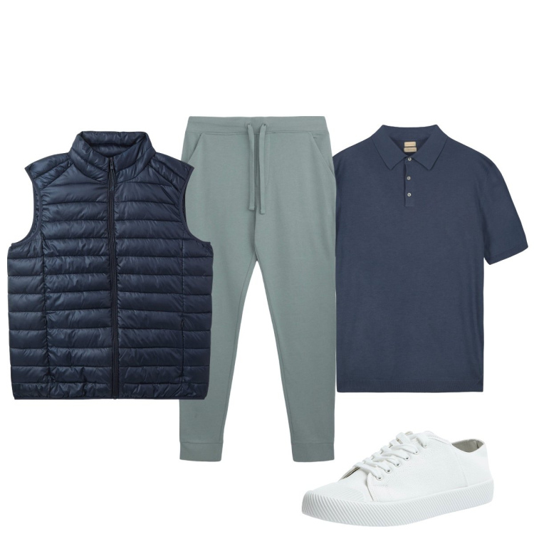 Outfit uomo - Total look #2117089. Stile Casual per Tutti i giorni. Abbinamento con piumini, sneakers, pantaloni, polo.