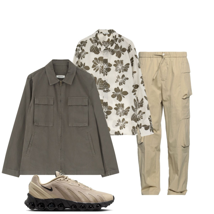 Outfit uomo - Total look #2117123. Stile Trendy per Tutti i giorni. Abbinamento con pantaloni cargo, cappotti, camicie, sneakers.