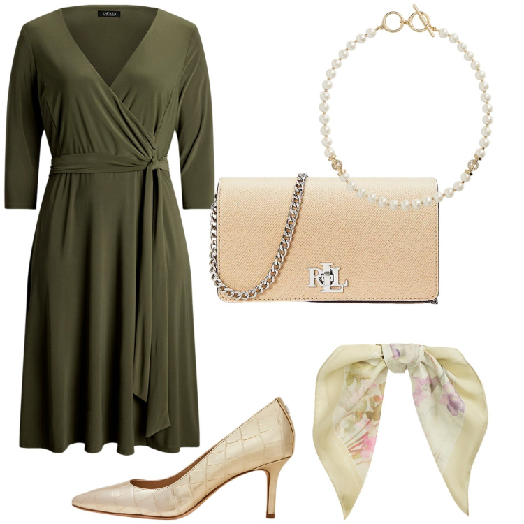 Outfit donna - Bantoa cerimonia con stile. Stile Chic per Cerimonia. Abbinamento con borse a tracolla, vestiti, collane, décolleté, foulard.