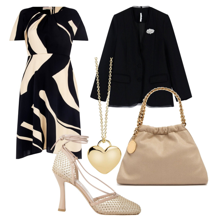 Outfit donna - Total look #2117222. Stile Chic per Cerimonia. Abbinamento con blazer, décolleté, collane, vestiti corti, borse a mano.