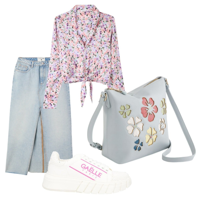 Outfit donna - Casual con la gonna. Stile Casual chic per Tutti i giorni. Abbinamento con sneakers, gonne lunghe, camicie, borse a tracolla.