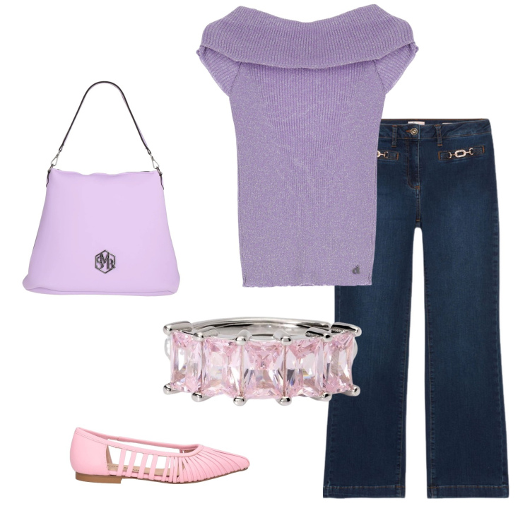 Outfit donna - Total look #2117253. Stile Chic per Tutti i giorni. Abbinamento con borse a spalla, ballerine, anelli, pullovers, jeans.