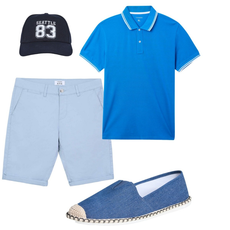 Outfit uomo - Total look #2117311. Stile Casual per Tutti i giorni. Abbinamento con espadrillas, cappelli, bermuda, polo.