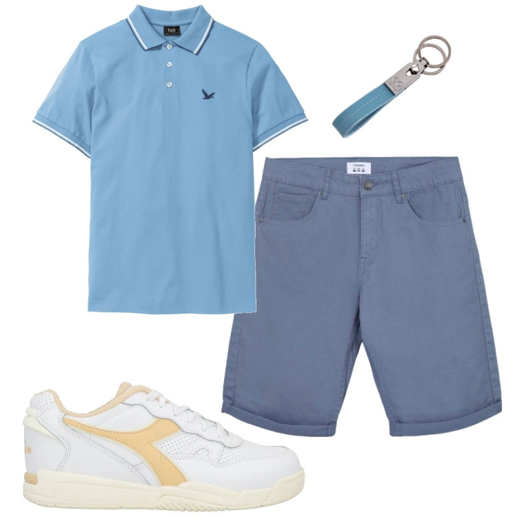 Outfit uomo - Total look #2117322. Stile Casual per Tutti i giorni. Abbinamento con polo, sneakers, bermuda, portachiavi.