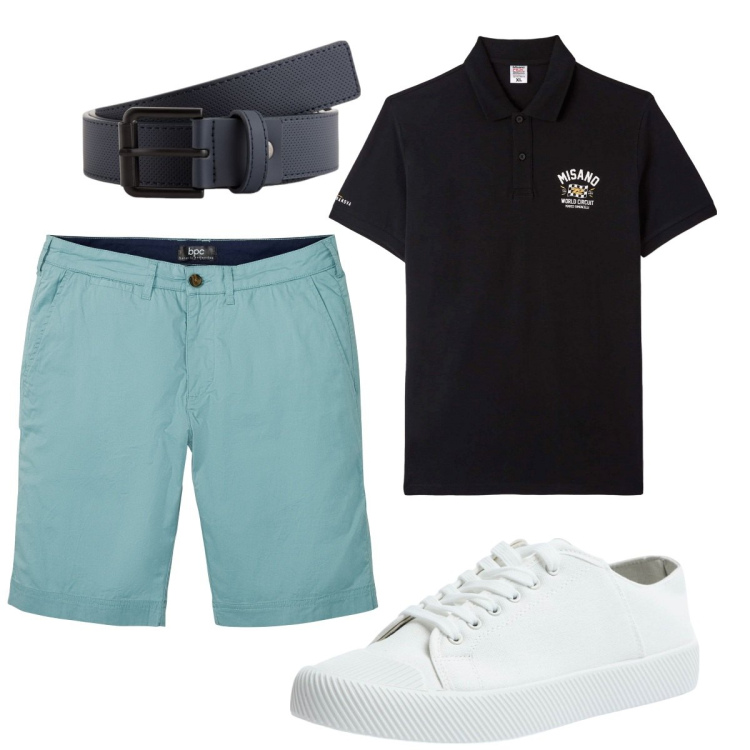 Outfit uomo - Total look #2117326. Stile Casual per Tutti i giorni. Abbinamento con bermuda, polo, sneakers, cinture.