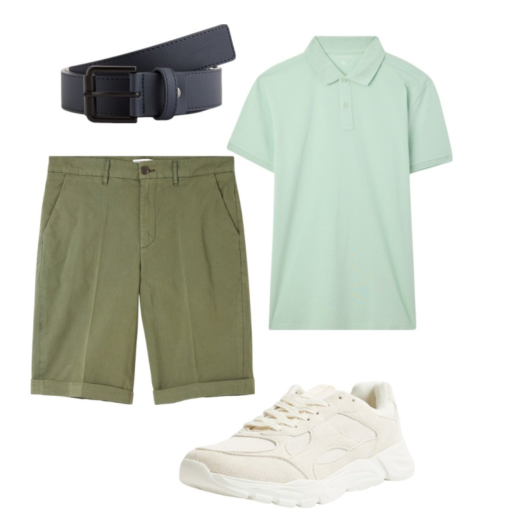 Outfit uomo - Total look #2117329. Stile Casual per Tutti i giorni. Abbinamento con bermuda, polo, sneakers, cinture.