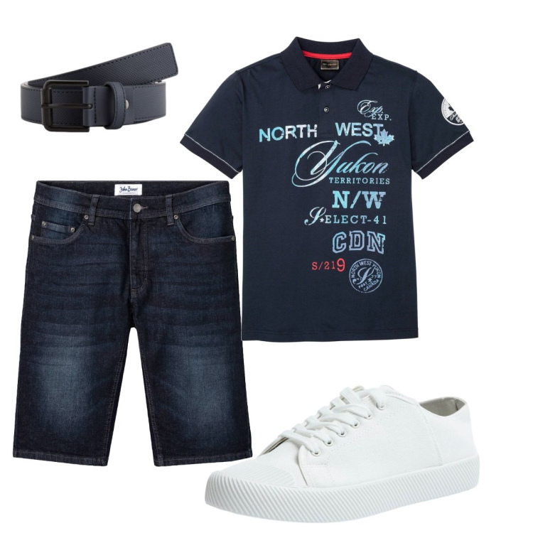 Outfit uomo - Total look #2117339. Stile Casual per Tutti i giorni. Abbinamento con polo, bermuda, sneakers, cinture.