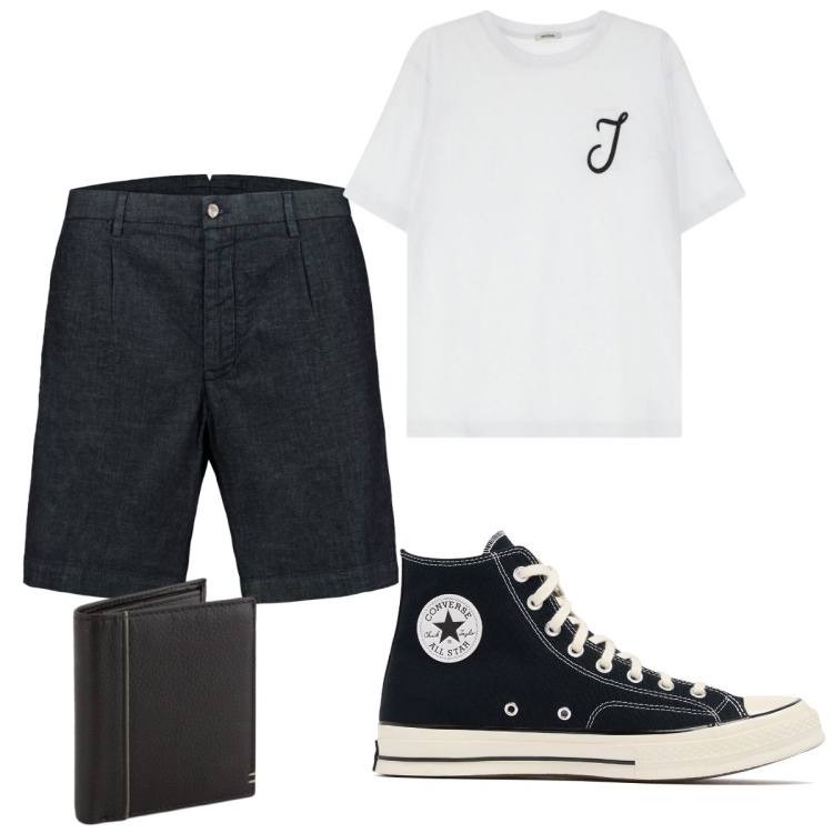 Outfit uomo - Total look #2117353. Stile Casual per Tutti i giorni. Abbinamento con t-shirt, portafogli, sneakers, bermuda.