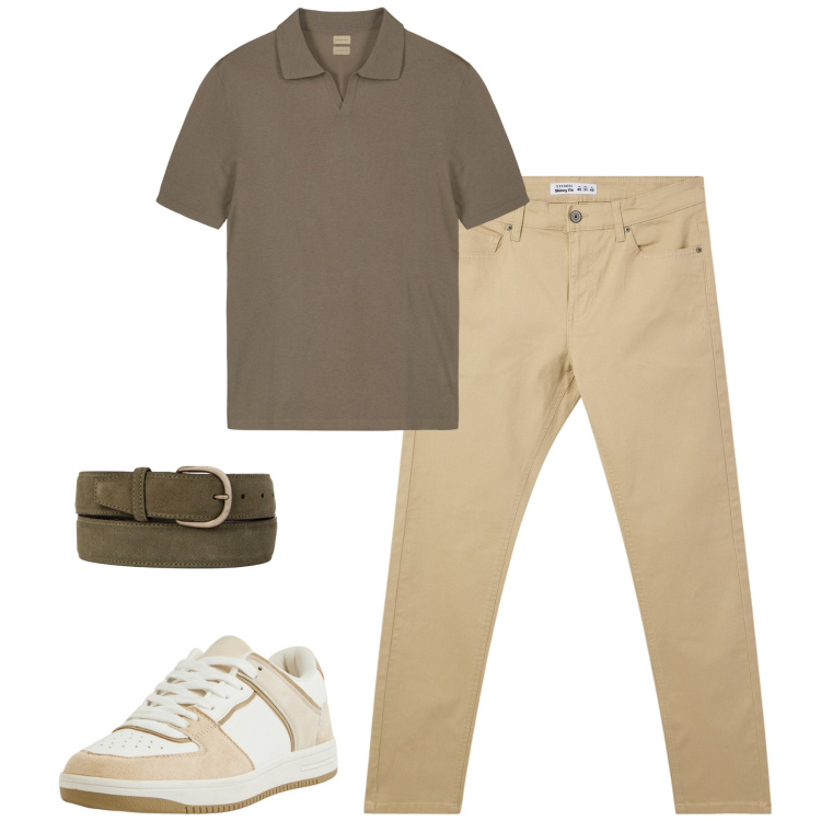 Outfit uomo - Total look #2117359. Stile Casual per Tutti i giorni. Abbinamento con pantaloni skinny, sneakers, polo, cinture.