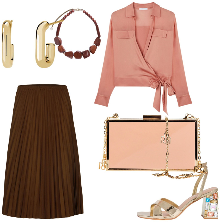 Outfit donna - Cerimonia leggera. per Cerimonia. Abbinamento con sandali gioiello, orecchini, pochette, gonne longuette, collane, camicie.