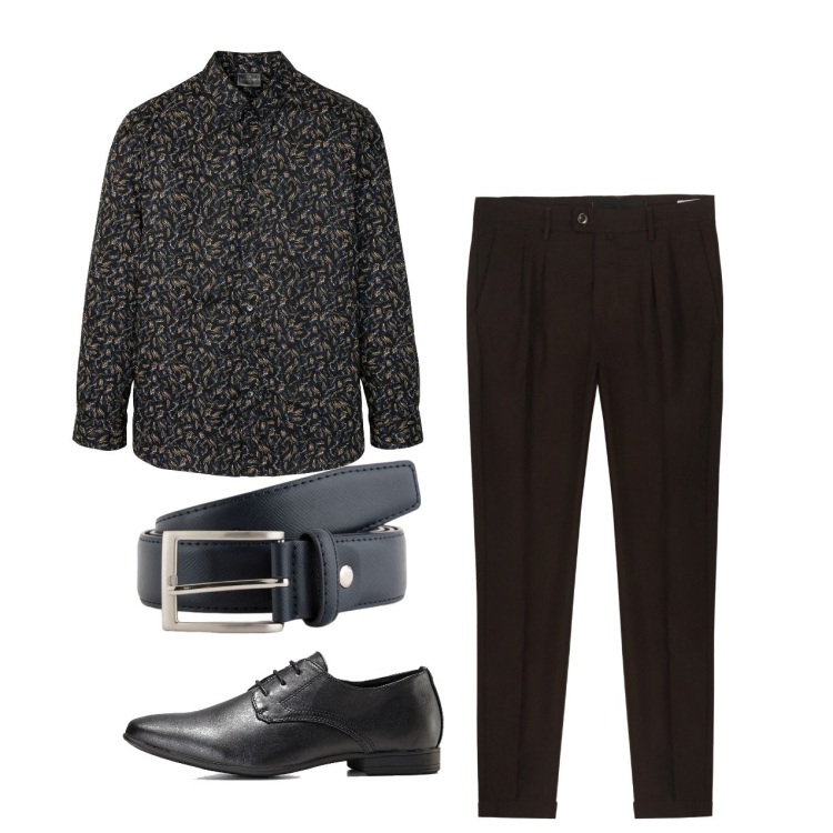 Outfit uomo - Total look. Stile Casual per Tutti i giorni. Abbinamento con scarpe stringate, camicie, pantaloni, cinture.